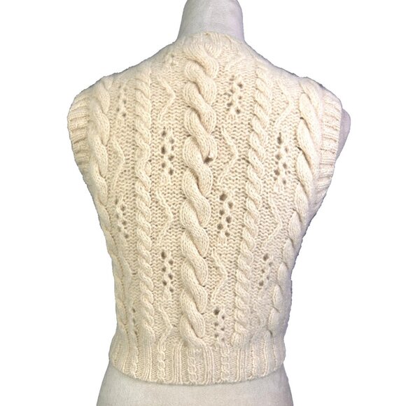 Vintage JG Hook Sweater Vest Cable Knit Cream Wool Hand Knit Shetland Fisherman - Picture 4 of 8